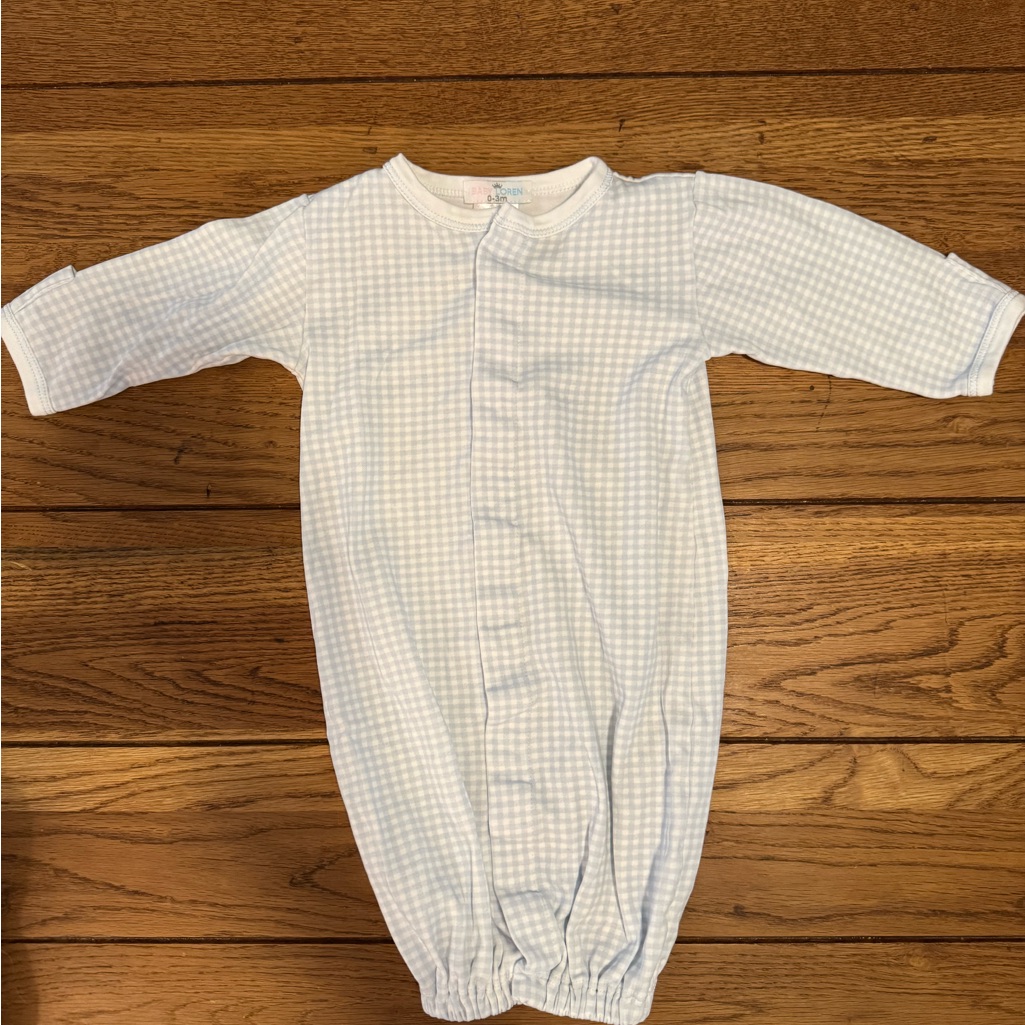 Blue Gingham Baby Sleep Gown